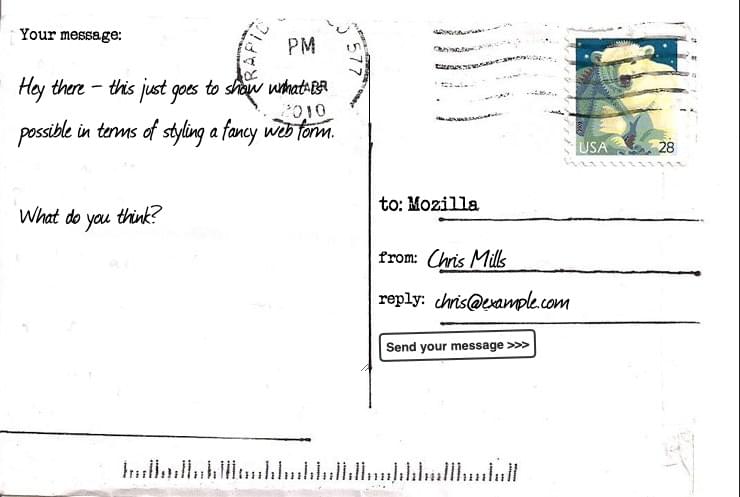 Das endgültige Aussehen und Layout des Formulars nach der Anwendung aller oben beschriebenen Stile und Anpassungen