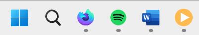 Die Taskleiste unter Windows, die die üblichen Windows-Icons zeigt, sowie Icons für Firefox und Word, die native Apps sind, aber auch Icons für Spotify und PWAmp, die PWAs sind